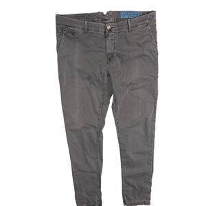 JACOB COHEN Academy Bobby Chino Pants Khaki Gray Size 36 Slim Made in Italy